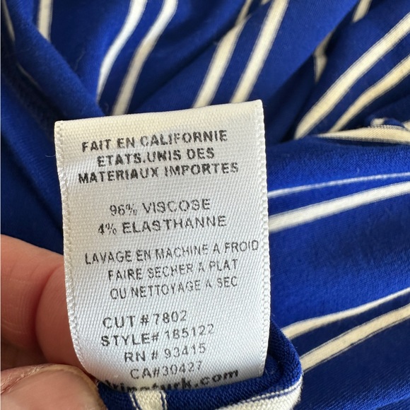Trina Turk blue white stripe one shoulder flowy summer top S fits some M - Picture 11 of 14